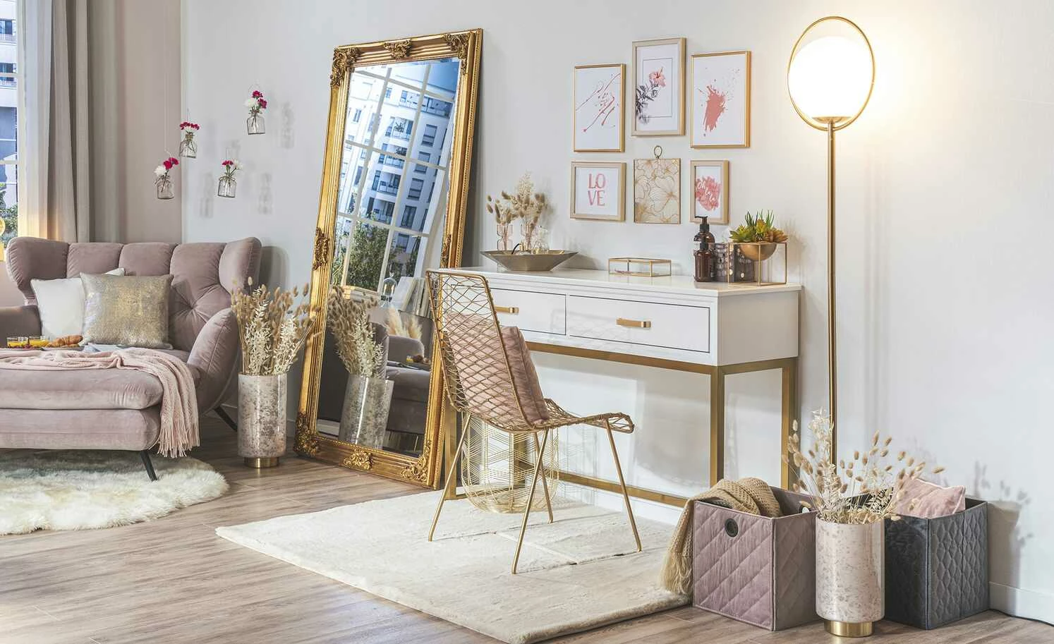 Rahmenspiegel Vello | goldfarben 1 Rahmenspiegel Vello | goldfarben