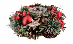 Weihnachtskranz mit Teelichtglas