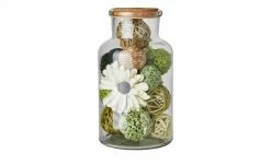 Dekokugeln im Glas mit Korkdeckel | Grün / Beige
