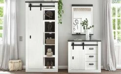 Spiegel mit Ablage Sintra | Pinie Weiß (Nachbildung) / Anthrazit