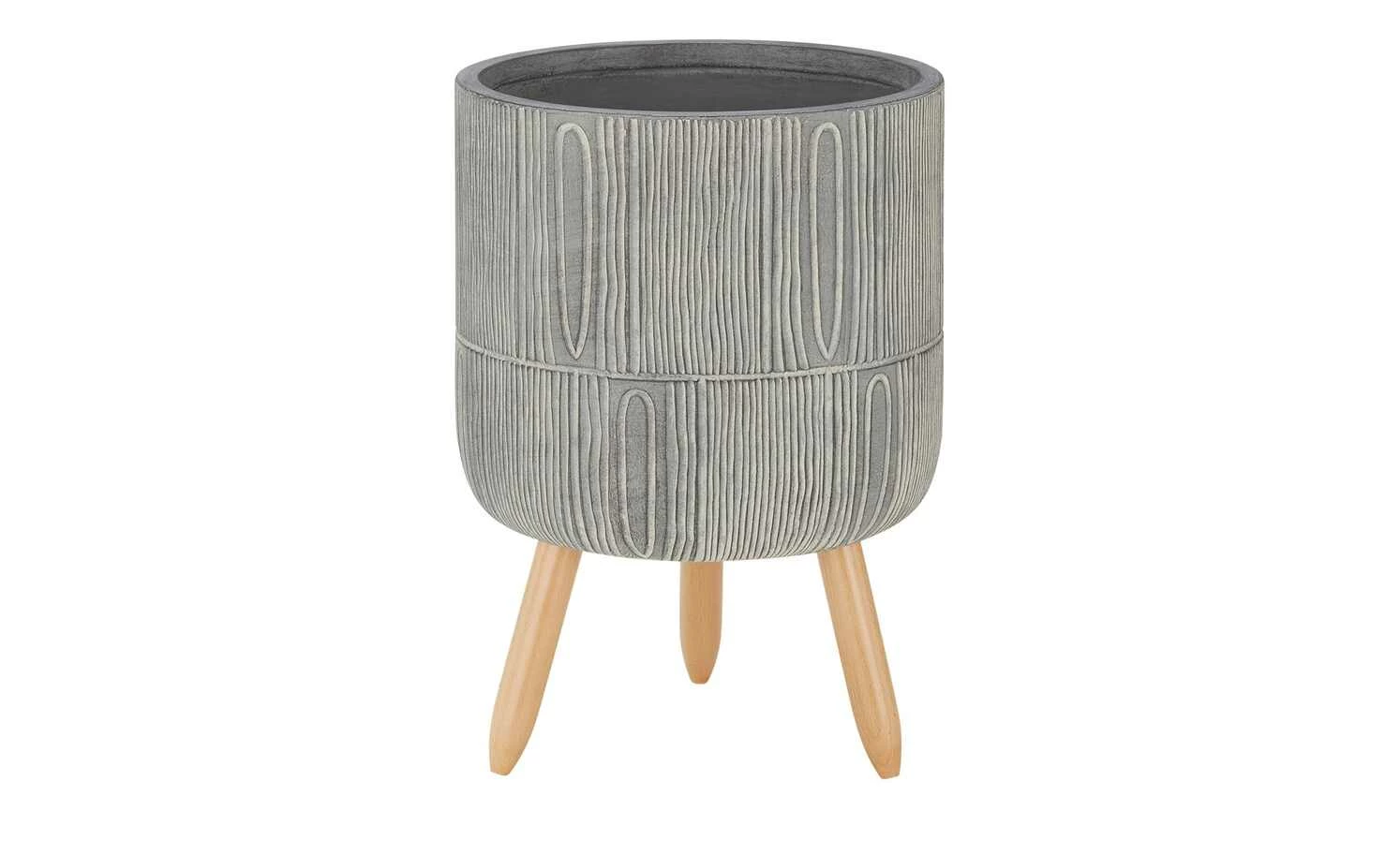 Übertopf auf Holzbeinen, 2er Set | Hellgrau/ holzfarben 5 Übertopf auf Holzbeinen, 2er Set | Hellgrau/ holzfarben – Bild 5