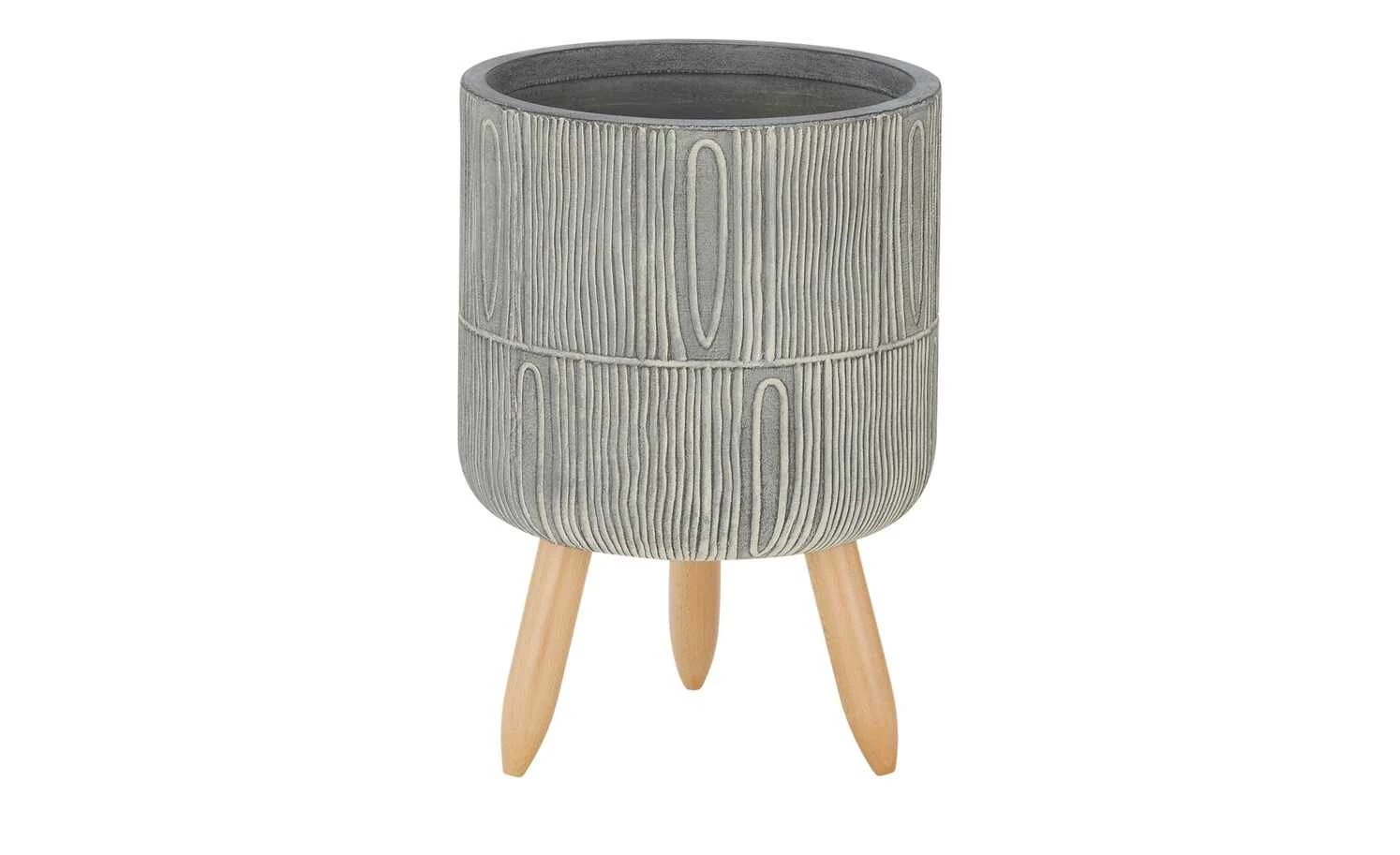 Übertopf auf Holzbeinen, 2er Set | Hellgrau/ holzfarben 6 Übertopf auf Holzbeinen, 2er Set | Hellgrau/ holzfarben – Bild 6