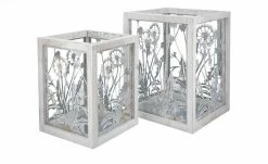 Windlicht mit Glaseinsatz, 2er Set Cut out Flower