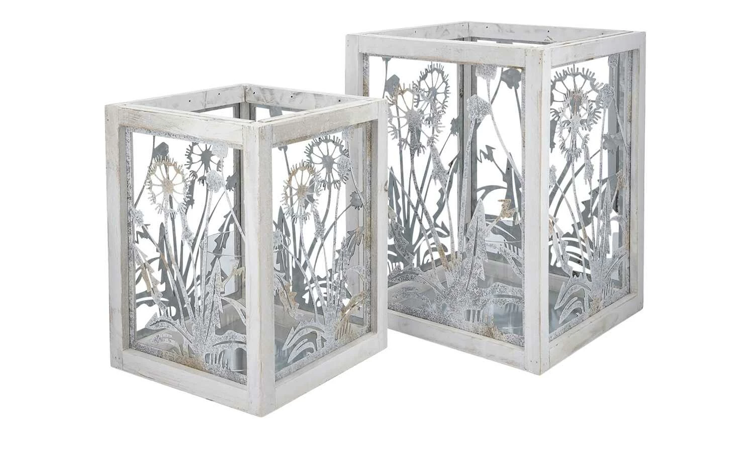 Windlicht mit Glaseinsatz, 2er Set Cut out Flower 1 Windlicht mit Glaseinsatz, 2er Set Cut out Flower