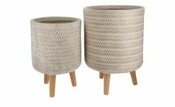 Übertopf, 2er-Set | Creme / Braun