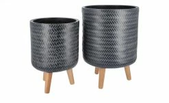 Übertopf, 2er-Set | Dunkelgrau