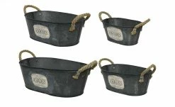 Pflanztopf, 4er-Set Zinkpfanne