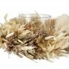 Teelichthalter mit Trockenblumenkranz | Braun