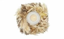 Teelichthalter mit Trockenblumenkranz | Braun -Accessoires Verkäufe 597370 3 202202011247