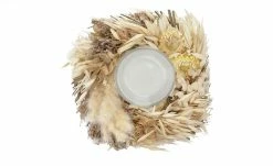 Teelichthalter mit Trockenblumenkranz | Braun -Accessoires Verkäufe 597370 4 202202011247